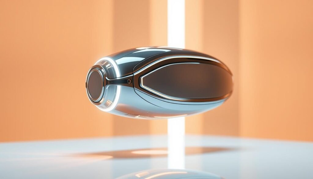A futuristic medical device by Glowin Beaute, OligioX, showcasing its patented painless cold spray technology. The device has a sleek, metallic exterior with glowing accents, hovering above a pristine white surface. Bright, directional lighting from multiple angles highlights the intricate contours and gleaming finish, creating a sense of technological sophistication. The composition emphasizes the device's core functionality, capturing the essence of its "無痛噴冷" (painless cold spray) capability in a visually captivating manner. A futuristic medical device by Glowin Beaute, OligioX, showcasing its patented painless cold spray technology. The device has a sleek, metallic exterior with glowing accents, hovering above a pristine white surface. Bright, directional lighting from multiple angles highlights the intricate contours and gleaming finish, creating a sense of technological sophistication. The composition emphasizes the device's core functionality, capturing the essence of its "無痛噴冷" (painless cold spray) capability in a visually captivating manner.